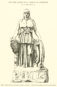 Antike Statue im Tempel des Theseus, Athen (Stich) von French School