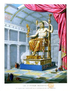 Statue des olympischen Zeus auf seinem Thron in seinem Tempel in Olympia, 1814