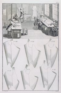 Schneider, aus der Encyclopedie des Sciences et Metiers von Denis Diderot (1713-84) veröffentlicht ca. 1770 von French School