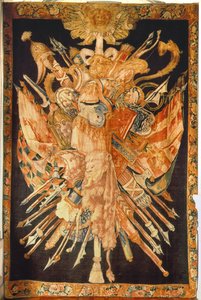 Wandteppich mit Kriegstrophäen