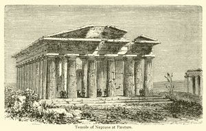 Tempel des Neptun in Paestum (Gravur) von French School