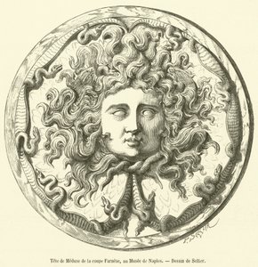 Medusenhaupt der Farnese-Schale, im Museum von Neapel von French School