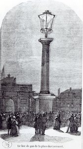 Die erste Gaslampe in Paris am Place du Carrousel im Jahr 1818