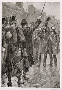 Die Verhaftung von Victor Schoelcher (1804-93) an der Barrikade Saint-Antoine, 4. Dezember 1851