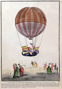Der Aufstieg des Aerostaten im Jardin des Tuileries, 1. Dezember 1783 von French School