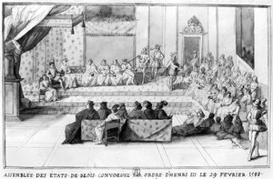 Die Versammlung der Generalstände von Blois, einberufen am 29. Februar 1588 von Heinrich III., König von Frankreich, nach 1588 von French School