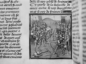 Die Schlacht von Crécy im Jahr 1346 aus Froissarts Chroniken