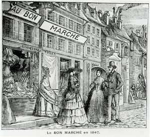 Das Bon Marché Geschäft in der Rue du Bac, Paris im Jahr 1847 von French School
