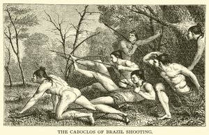 Die Caboclos von Brasilien beim Schießen (Gravur) von French School