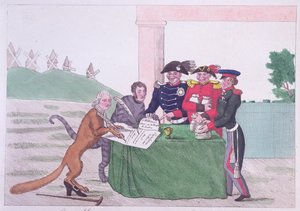 Die Kapitulation, Karikatur von Charles Maurice de Talleyrand-Perigord (1754-1838), 30. März 1814 von French School