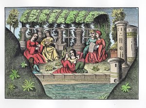 Das Schloss von Alamond und seine Verzauberungen, aus Die Reisen des Marco Polo, kopiert von Albert Coinchon (spätere Kolorierung) von French School