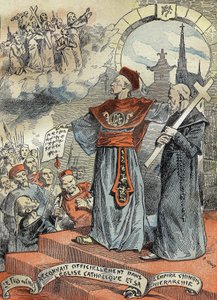 Der chinesische Kaiser Guangxu (Kouang-siu oder Kouang Siu) (1872-1908) erkannte offiziell die katholische Kirche und ihre Hierarchie an. Gravur in „Le Pelerin“ 25.05.1899. von French School