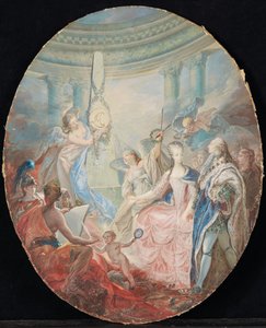 Die Krönung von Ludwig XVI. begleitet von Marie-Antoinette, nach 1774 von French School