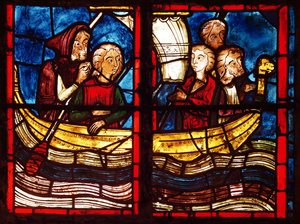 Die Abreise nach Jerusalem, aus der Geschichte der Heiligen Maria von Ägypten in der Chapelle de la Sainte-Croix von French School