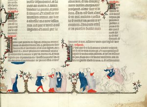 Die Abreise von Rebecca mit Eliezer, aus der Bibel von Jean de Sy, ca. 1355