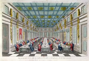 Das Esszimmer in Versailles im Jahr 1763 von French School