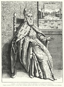 Der Doge von Venedig in seinen zeremoniellen Roben und der alte Markusplatz
