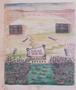 Die niederländische Belagerung von Pondicherry im August 1693, Illustration aus dem Reisetagebuch eines Jesuitenmissionars