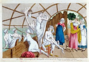Die ökonomischen Bäder der Incroyables in der Rue de la Tannerie, Paris, um 1800