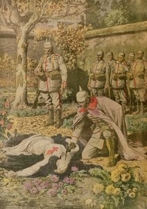 Die Hinrichtung von Edith Cavell (1865-1915) aus Le Petit Journal, November 1915
