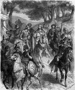 Die französischen Herren bei der Versammlung von Quiercy: das Kapitular von Quierzy, verkündet am 14. Juni 877 in Quierzy sur Oise von Karl dem Kahlen, um den reibungslosen Ablauf seines Reiches zu regeln von French School