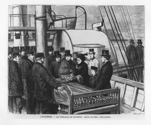 Die Beerdigung von David Livingstone: Ankunft seines Leichnams in Southampton von French School