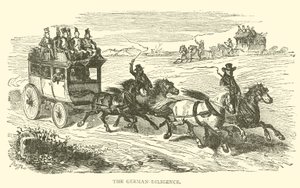 Die deutsche Postkutsche (Gravur) von French School