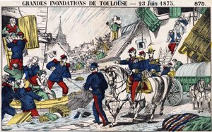 Die großen Überschwemmungen von Toulouse am 23. Juni von French School