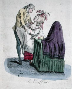 Der Friseur und eine Dame der Mode