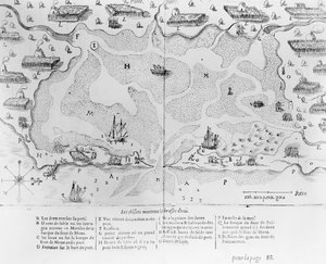Der Hafen von Cape Cod, aus Voyages de sieur Champlain von Samuel de Champlain, veröffentlicht in Paris, 1613