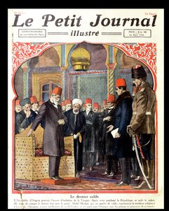 Der letzte Kalif, Abdul Majid II. (1868-1944) vom Thron gestürzt durch die Versammlung von Ankara, aus Le Petit Journal, 1924