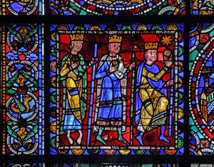 Das Leben Christi Fenster: Die Anbetung der Weisen (mit dem nächsten Panel) von French School