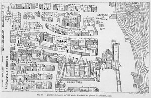 Das Louvre-Viertel im 16. Jahrhundert, Faksimile des Plans von Truschet