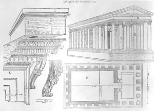 Die Maison Carrée, Illustration aus Discours historial de lantique et illustre cite de Nismes von Jean Poldo d