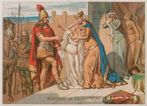 Die Hochzeit von Galeswinthe mit König Chilperich I. von French School