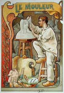 Der Former, Illustration aus einem Buch über Handwerke, ca. 1899