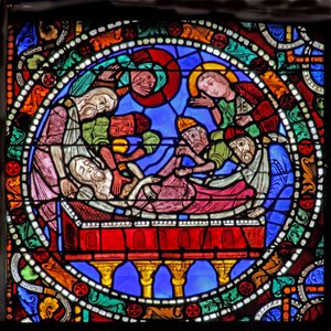 Das Passionsfenster: Salbung des Leichnams Christi von French School