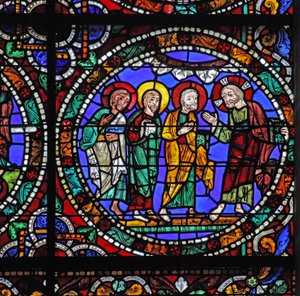 Das Passionsfenster: Christus steigt vom Berg Tabor herab von French School