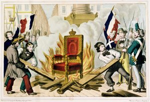 Das Volk verbrennt den Thron auf dem Place de la Bastille, 1848