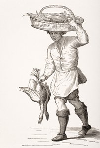 Der Geflügelhändler, nach einem Holzschnitt aus dem 16. Jahrhundert von Cesare Vecellio (1521-1601) aus 