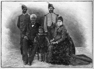 Der Präsident von Haiti Etienne Felicite Solomon (1820-1888) mit seiner Familie und seinen Adjutanten.