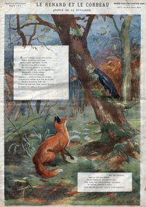 Der Rabe und der Fuchs. Fabeln von Jean de La Fontaine (1621-95). Illustration Ende des 19. Jahrhunderts.