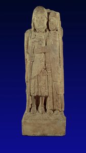 Die Rückkehr des Kreuzfahrers, Hugh de Vaudemont umarmt von seiner Frau, aus dem Kreuzgang des Priorats von Belval, nahe Portieux, in Lothringen