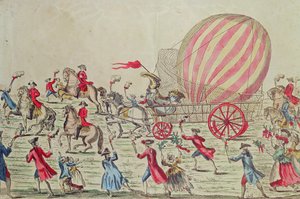 Die Rückkehr des Heißluftballons nach Paris nach dem Experiment auf dem Champ de Mars durch die Brüder Montgolfier