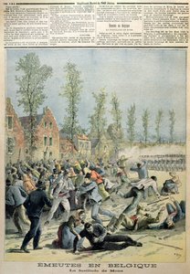 Die Unruhen in Mons, Illustration aus Le Petit Journal, Mai 1893 von French School