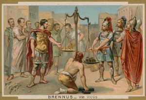 Die Römer versuchen, ihre Rettung vom gallischen Häuptling Brennus zu erkaufen, 4. Jahrhundert v. Chr.