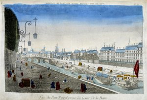 Die königliche Brücke vom Cours de la Reine aus gesehen - Gravur von French School