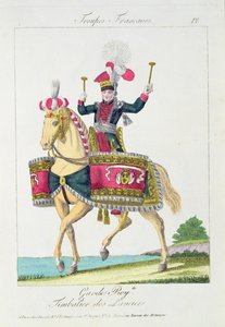 Die königliche Garde: ein Kesselpauker der Lanzenreiter, Platte aus Französische Truppen von French School