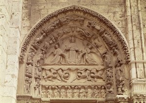 Das Königliche Portal, Nordtür, Tympanon darstellend die Himmelfahrt, ca. 1145-50 von French School