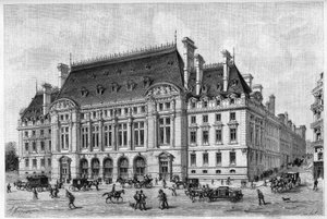Die Sorbonne wurde 1887 renoviert, von der Rue des Écoles aus gesehen. von French School